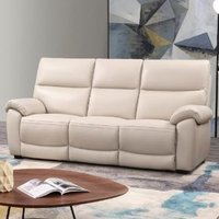 Radford Leather Electric Recliner 3 Seater Sofa In Chalk