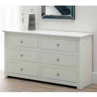 Raddix Wide Chest Of Drawers In Surf White With 6 Drawers