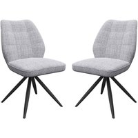 Raevo Grey Fabric Swivel Dining Chairs with Metal Legs in Pair