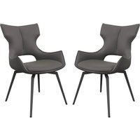 Rafael Grey Leather Dining Chairs In Pair