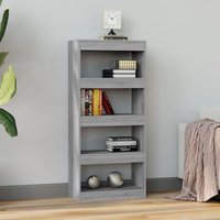 Raivos Wooden Bookshelf And Room Divider In Grey Sonoma Oak