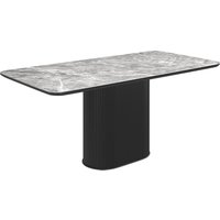Ramona Ceramic Dining Table In Gloss Grey