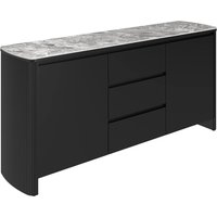 Ramona Grey Gloss Ceramic Top Sideboard With Wooden Base