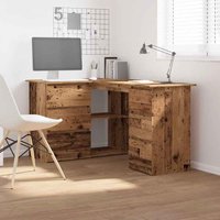 Ramona Wooden Corner Laptop Desk With 4 Drawers - Brown