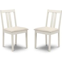 Ranee Ivory Wooden Dining Chairs with Fabric Seat in Pair