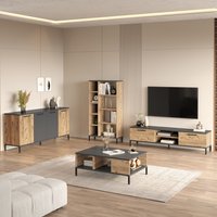 Rarvo Wooden Living Room Furniture Set in Atlantic Pine and Anthracite