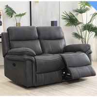 Rasalas Fabric Electric Recliner 2 Seater Sofa - Charcoal