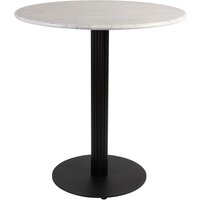 Raseo 70cm Round White Carrara Solid Marble Top Dining Table with Bicton Black Base
