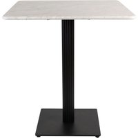 Raseo 70cm Square White Carrara Solid Marble Top Dining Table with Bicton Black Base