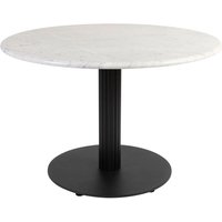 Raseo Round White Carrara Solid Marble Top Coffee Table with Bicton Black Base