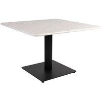 Raseo Square White Carrara Solid Marble Top Coffee Table with Bicton Black Base