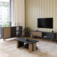 Ravello Wooden Living Room Furniture Set in Anthracite and Warm Oak and LED