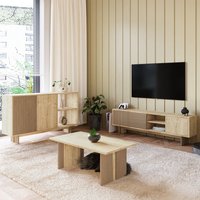 Ravello Wooden Living Room Furniture Set in Warm Oak and Sapphire Oak and LED