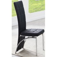 Ravenna Faux Leather Dining Chair In Black With Chrome Legs