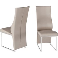 Redmond Taupe Leather Dining Chairs In Pair