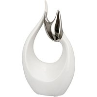Regina Ceramics Cat Nadja Sculpture In White And Silver