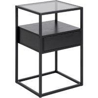 Regina Wooden Bedside Cabinet With Metal Frame In Black