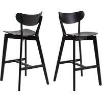 Reims Matt Black Wooden Bar Chairs In Pair
