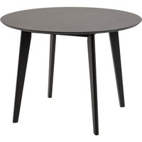 Reims Small Wooden Round Dining Table In Matt Black