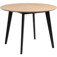 Reims Wooden Round Dining Table In Oak And Matt Black