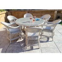 Renton Glass Top Garden Dining Set With 6 Chairs In white