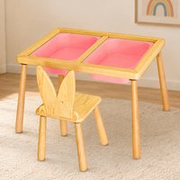 Rerio Pine Kids Table and Chair in Pink and Oak