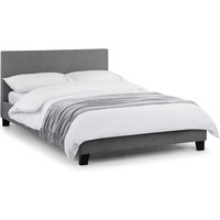 Rafiya Linen Fabric Lift-Up Storage King Size Bed In Light Grey