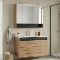 Ricato 1010mm Wooden Wall Mounted Bathroom Furniture Set in Oak