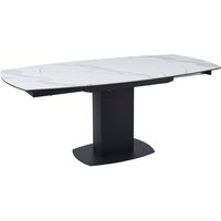 Ridgeway Ceramic Glass Extending Dining Table In White Grey