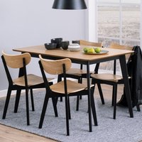 Riga Wooden Dining Table With 4 Chairs In Black And Oak