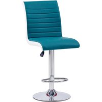 Ritz Faux Leather Bar Stool In Teal And White With Chrome Base