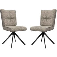 Rivano Oatmeal Fabric Armless Dining Chairs with Black Legs in Pair