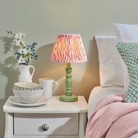 Riyadh Coral Pink 20cm Shade Wood Table Lamp In Cotswold Green