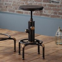 Raewyn Pipework Bar Stool In Brushed Copper And Rustic Elm