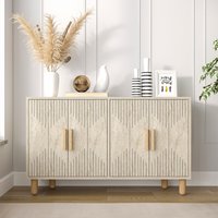 Roger Wooden Sideboard with 4 Doors in Travertine Marble Effect