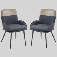 Rolla Dark Grey And Beige Fabric Dining Chairs - Pair