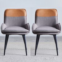 Rolla Light Grey And Tan Fabric Dining Chairs - Pair