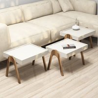 Roma Wooden Nesting Side Table in Walnut and Cream