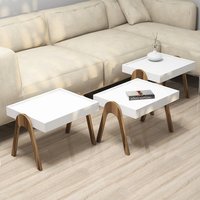 Roma Wooden Nesting Side Table in Walnut and White