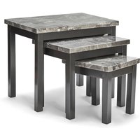 Rome High Gloss Nest Of 3 Tables In Grey Marble Effect