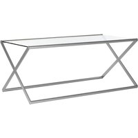 Romelo Clear Glass Coffee Table With Satin Nickel Frame