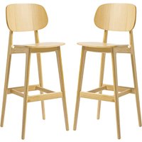 Romney Natural Oak Wooden Bar Stools In Pair