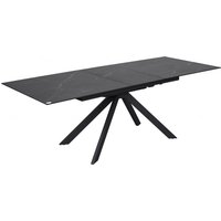 Rosario Ceramic Marble Extending Dining Table In Matt Black