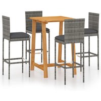 Roslyn Square Wooden Bar Table With 4 Audriana Grey Chairs
