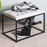 Roswell Textile Fabric Stool With Steel Frame In Grey Black