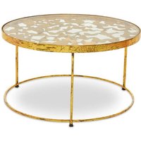 Mekbuda Round Clear Glass Top Coffee Table With Gold Frame
