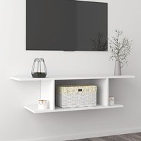Sabra Wooden Wall Hung TV Stand With Shelf In White