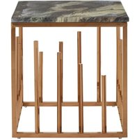 Saclateni Black Faux Marble Side Table With Rose Gold Frame