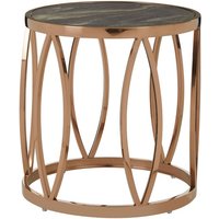 Saclateni Black Marble Top Side Table With Rose Gold Frame