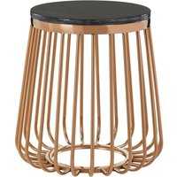 Saclateni Round Black Marble Side Table With Rose Gold Frame